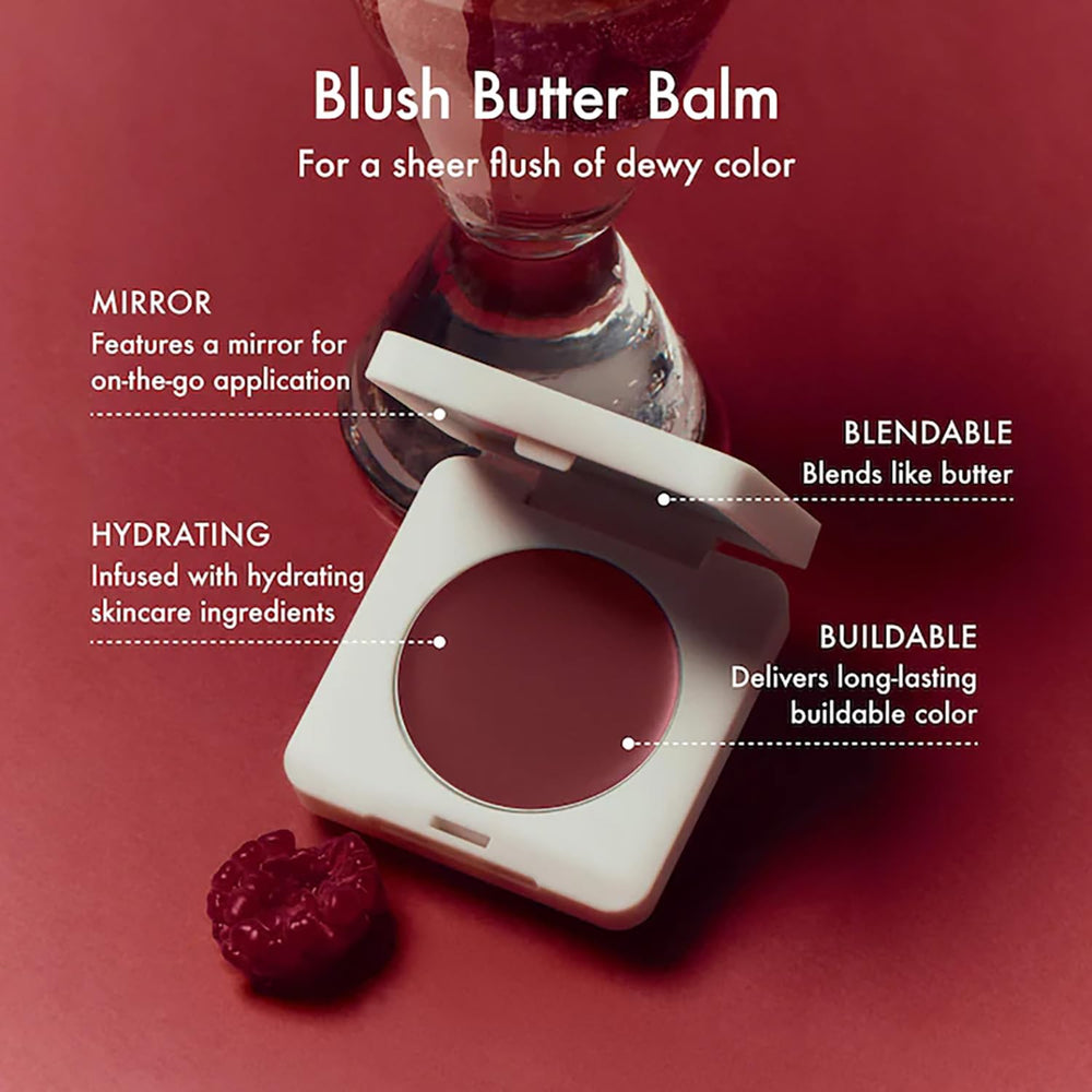 Summer Fridays Blush Butter Balm sur les joues et les lèvres pour un éclat frais.