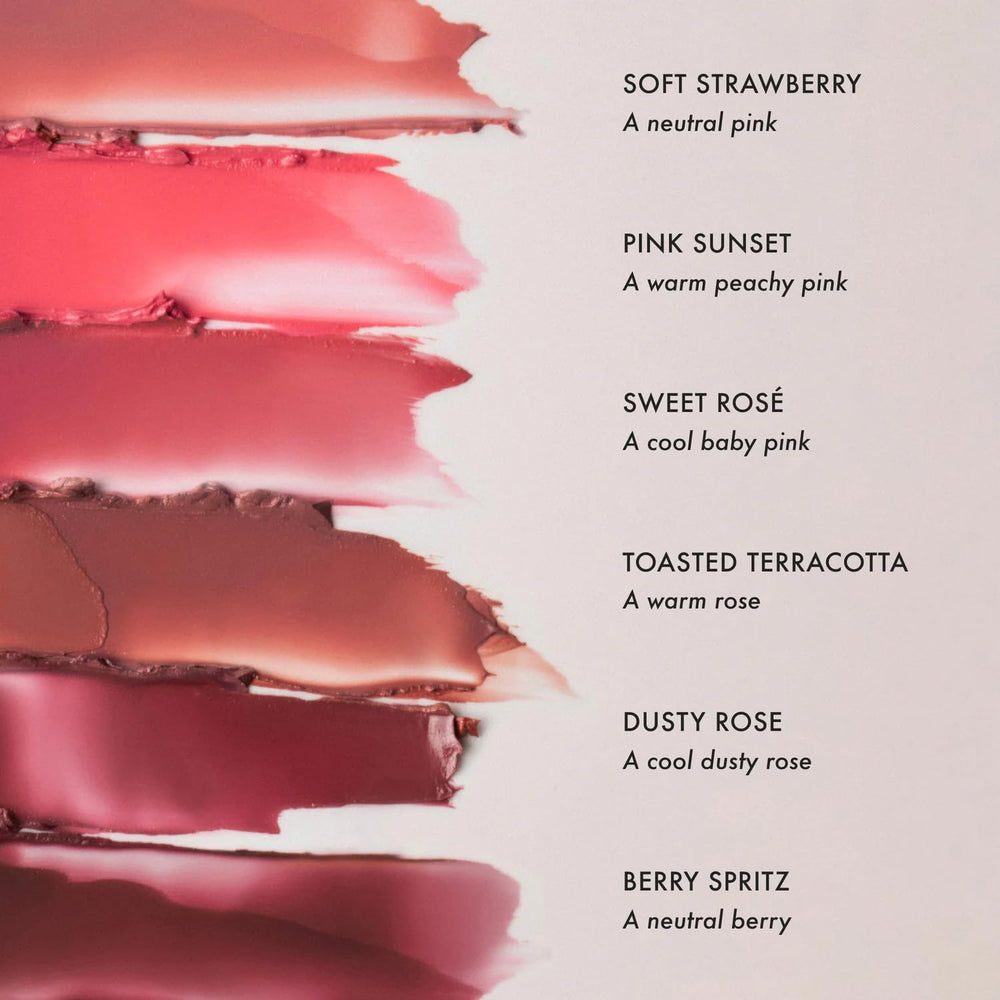 Summer Fridays Blush Butter Balm teinte Berry Spritz pour joues et lèvres polyvalentes.