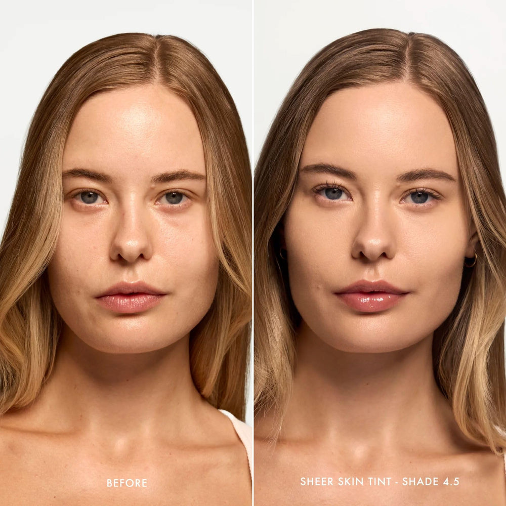 Application douce de Summer Fridays Sheer Skin Tint pour un teint homogène.