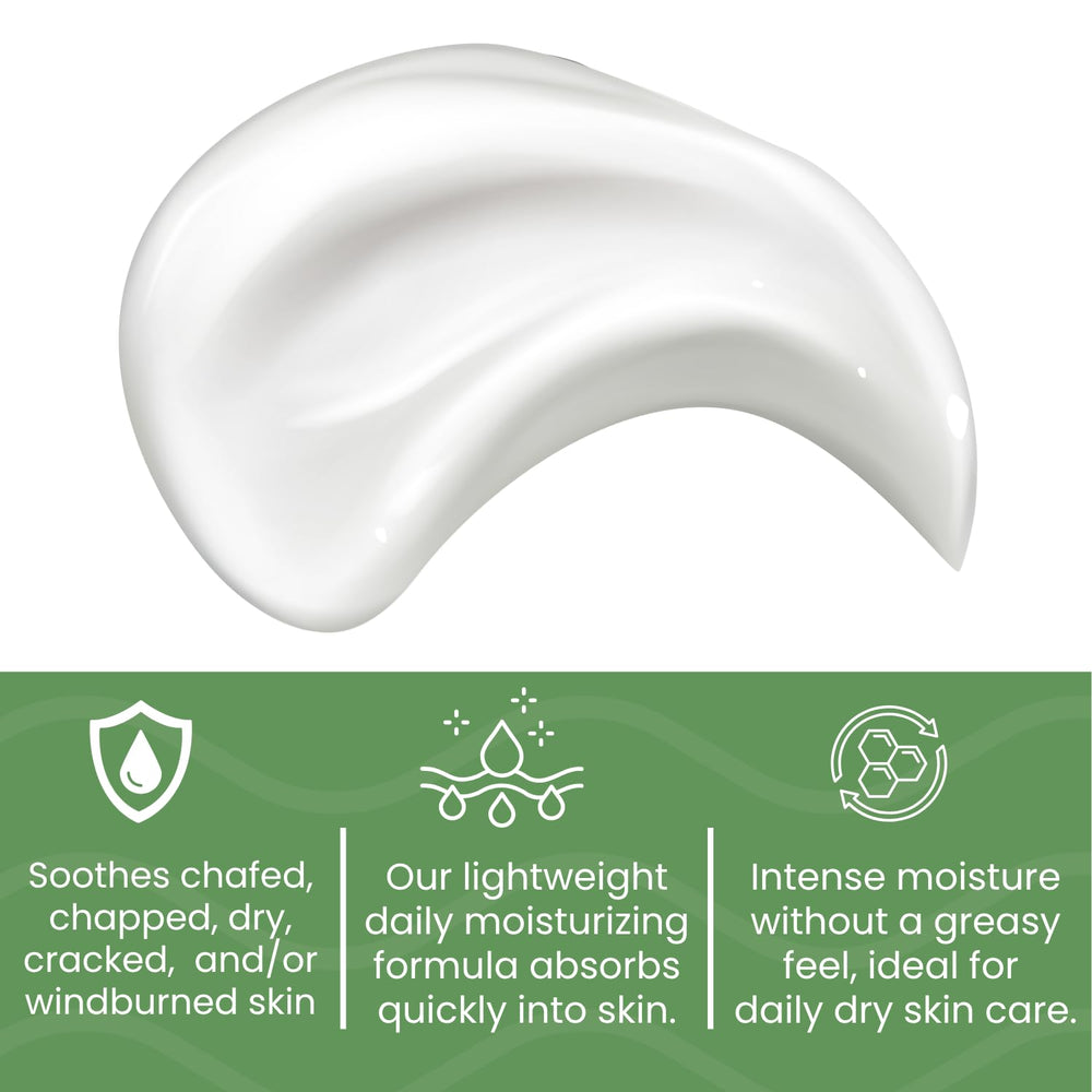 Texture crème Moisture-All, absorption rapide pour peau sensible.