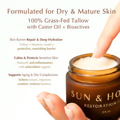Sun and Honey Skincare – bocal crème graisse boeuf visage, hydratation durable