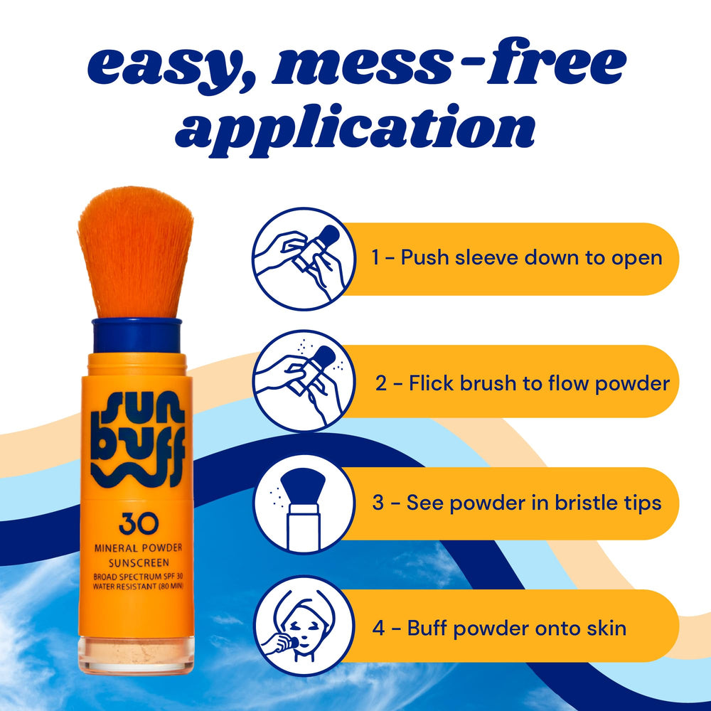 Application rapide Sun Buff sur le visage et le cuir chevelu.