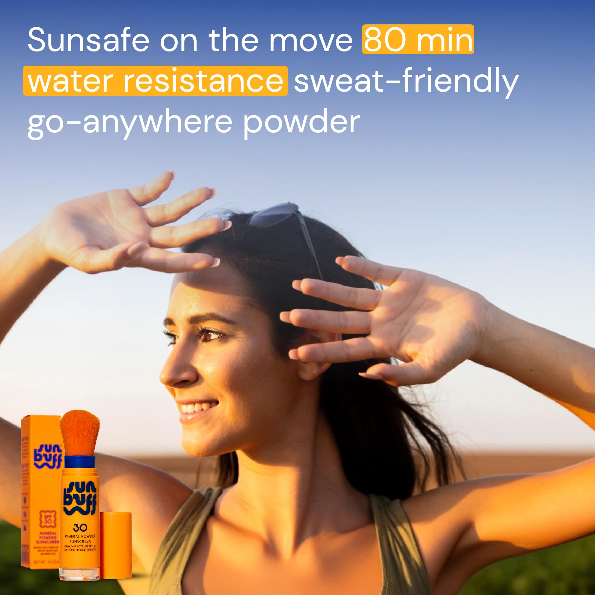Formule minérale Sun Buff à l’oxyde de zinc adaptée peaux sensibles.