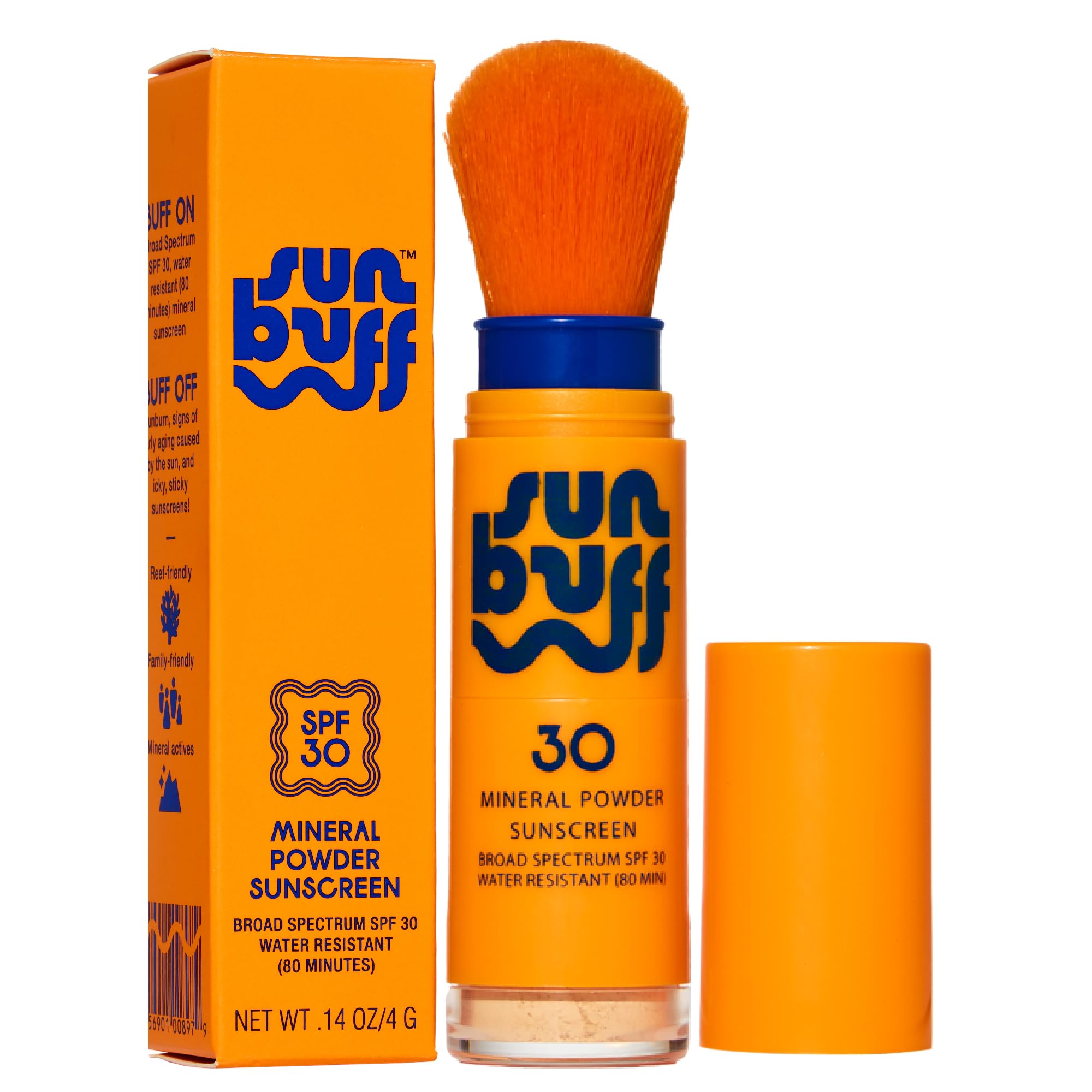 Pinceau Sun Buff poudre solaire pour une application rapide et propre.