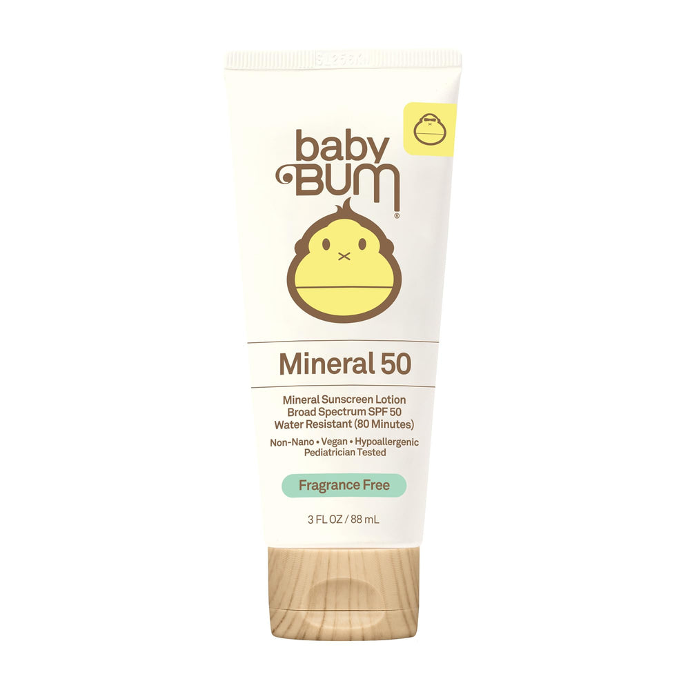 Sun Bum Baby Bum SPF 50 – visuel produit sur visage et corps, protection légère pour peau sensible