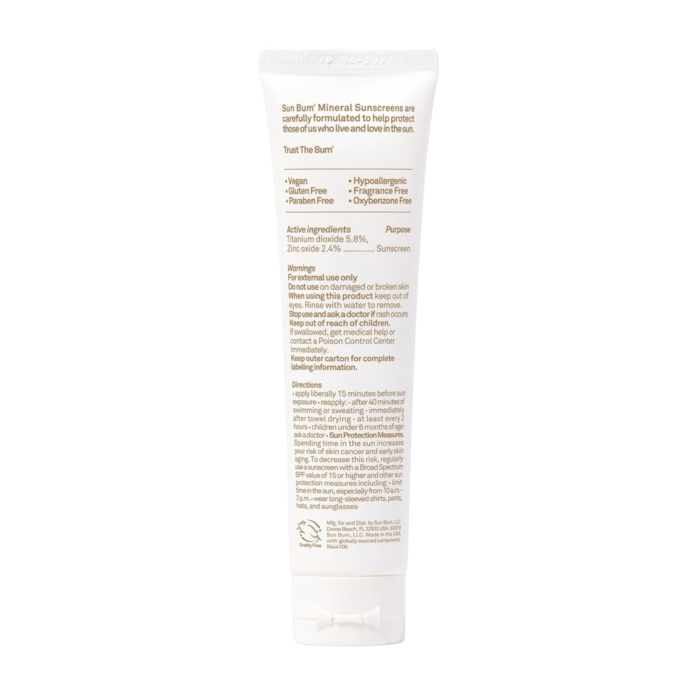 Sun Bum Minéral SPF30 – emballage sans cruauté et sans gluten.