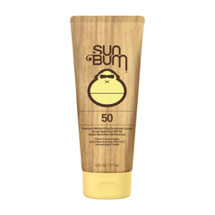 Sun Bum Original Lotion solaire SPF 50 en flacon, hydratante et résistante à l'eau.