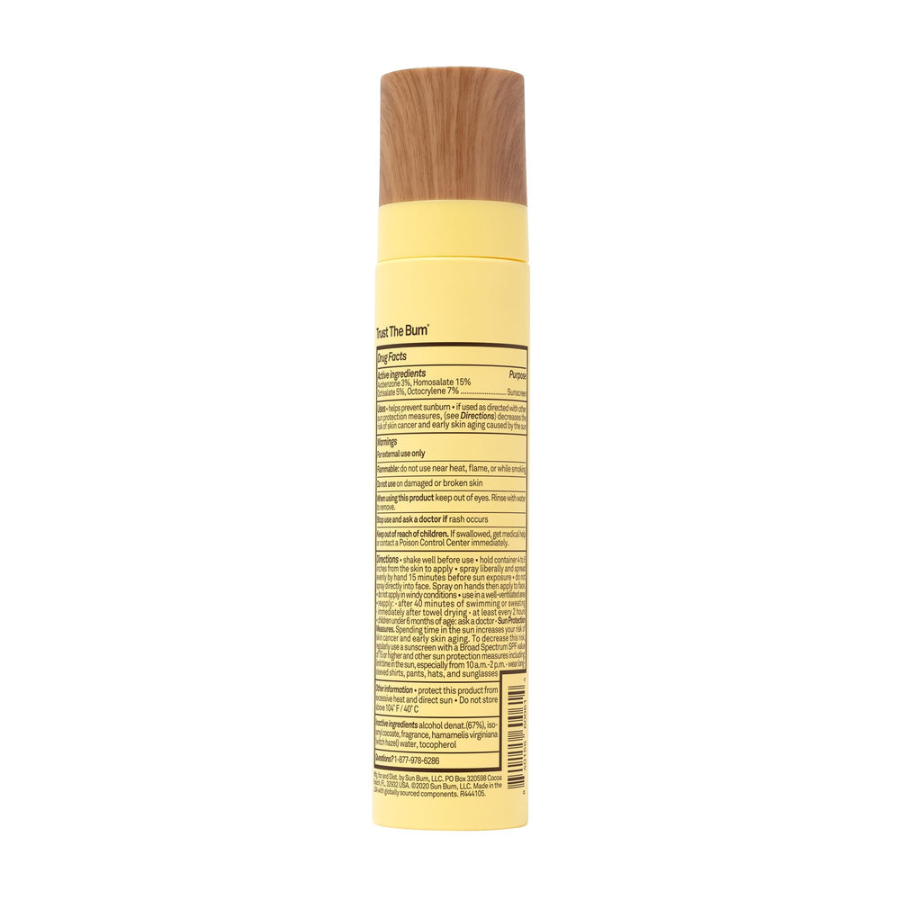 Sun Bum Original SPF45, brume après soleil, sensation rafraîchissante sur le visage.