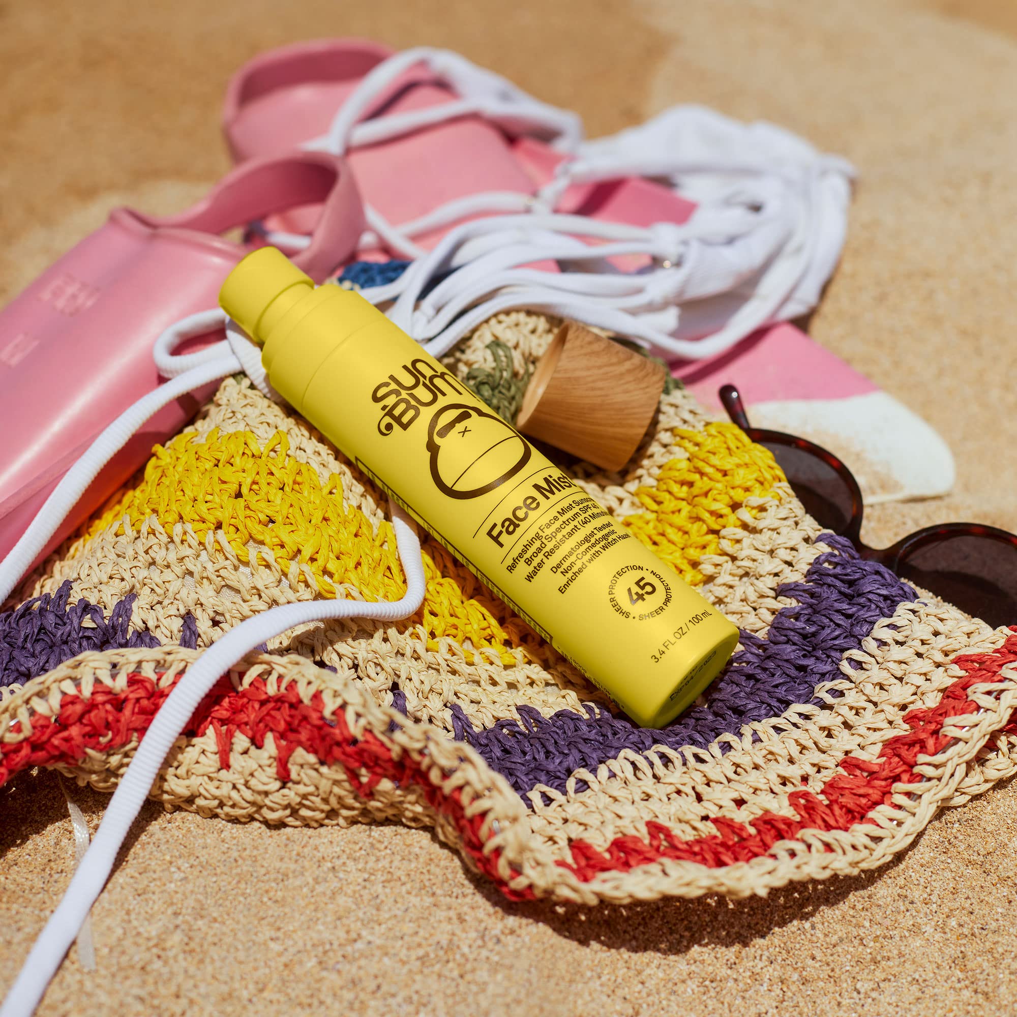 Sun Bum Original SPF45, sans octinoxate ni oxybenzone, respectueux des récifs.