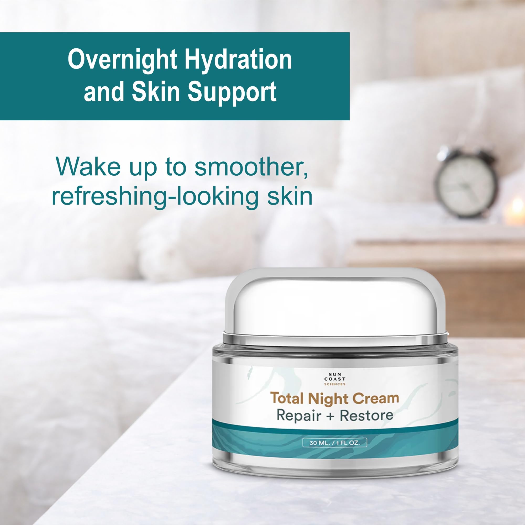 Application sur visage et cou nocturne pour une hydratation continue.