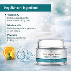 Texture non grasse de la creme nuit totale, absorption rapide.
