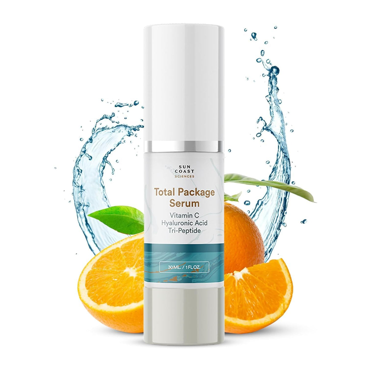 SUN COAST SCIENCES Sérum Total Package sur bouteille 30 ml, hydratation et éclat.