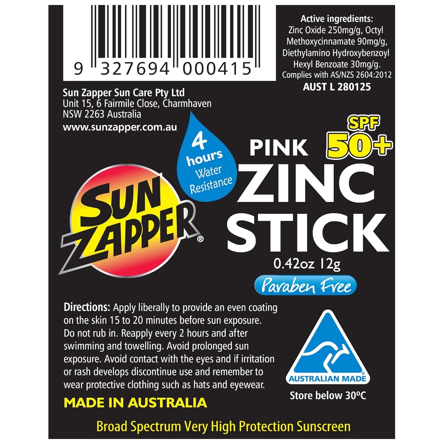 Sun Zapper travel-friendly 12g stick fits in a bag for on-the-go protection