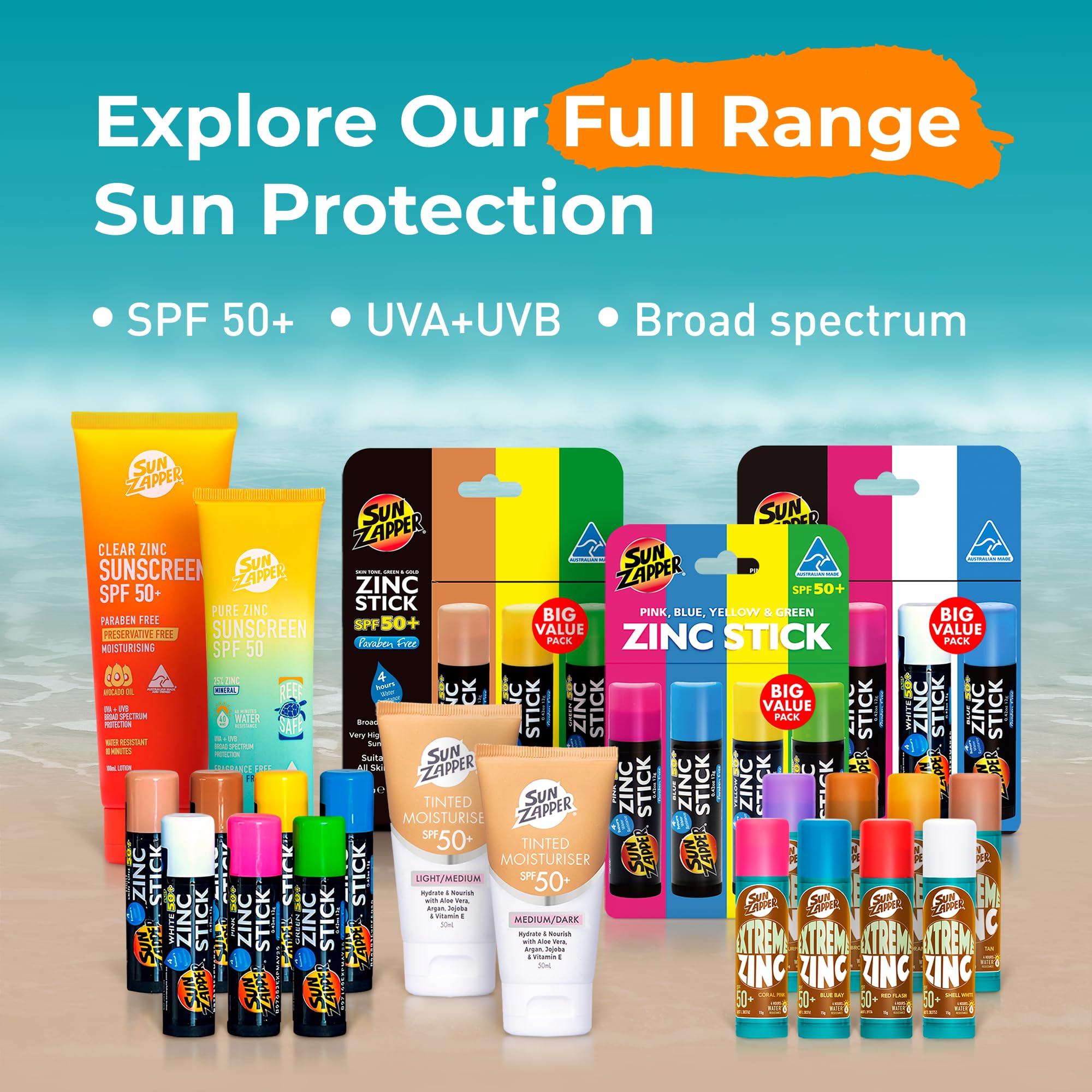 Sun Zapper outdoors scene with sunscreen stick for sun defense