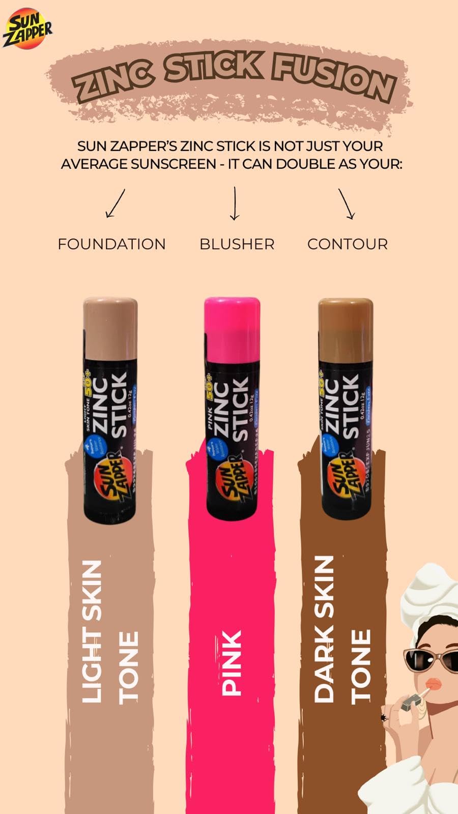 Sun Zapper Stick protection-eau, résistance à l'eau pour activités plein air.