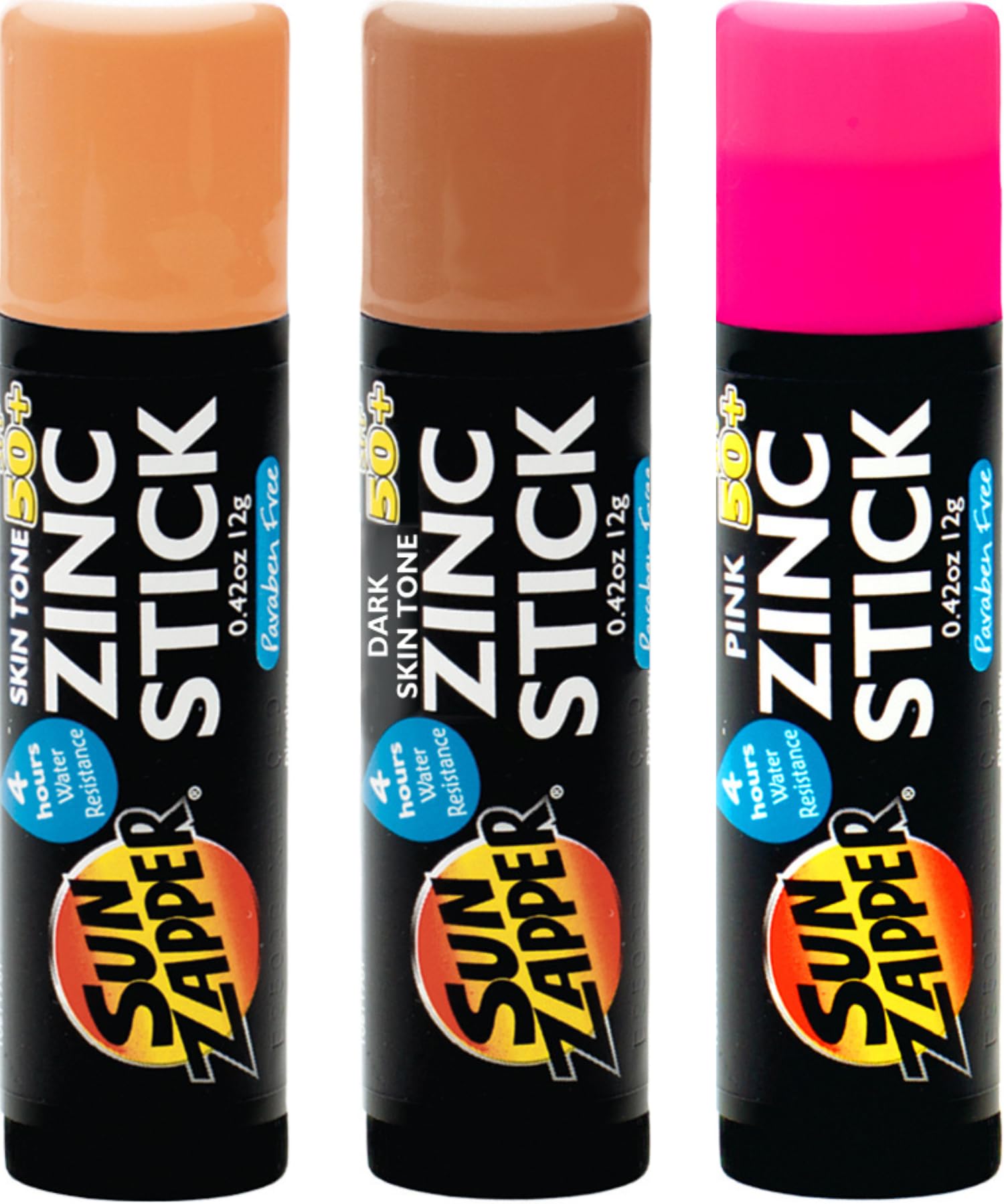 Sun Zapper Stick SPF50 teinte foncé, contour et fond de teint adaptés à la peau.