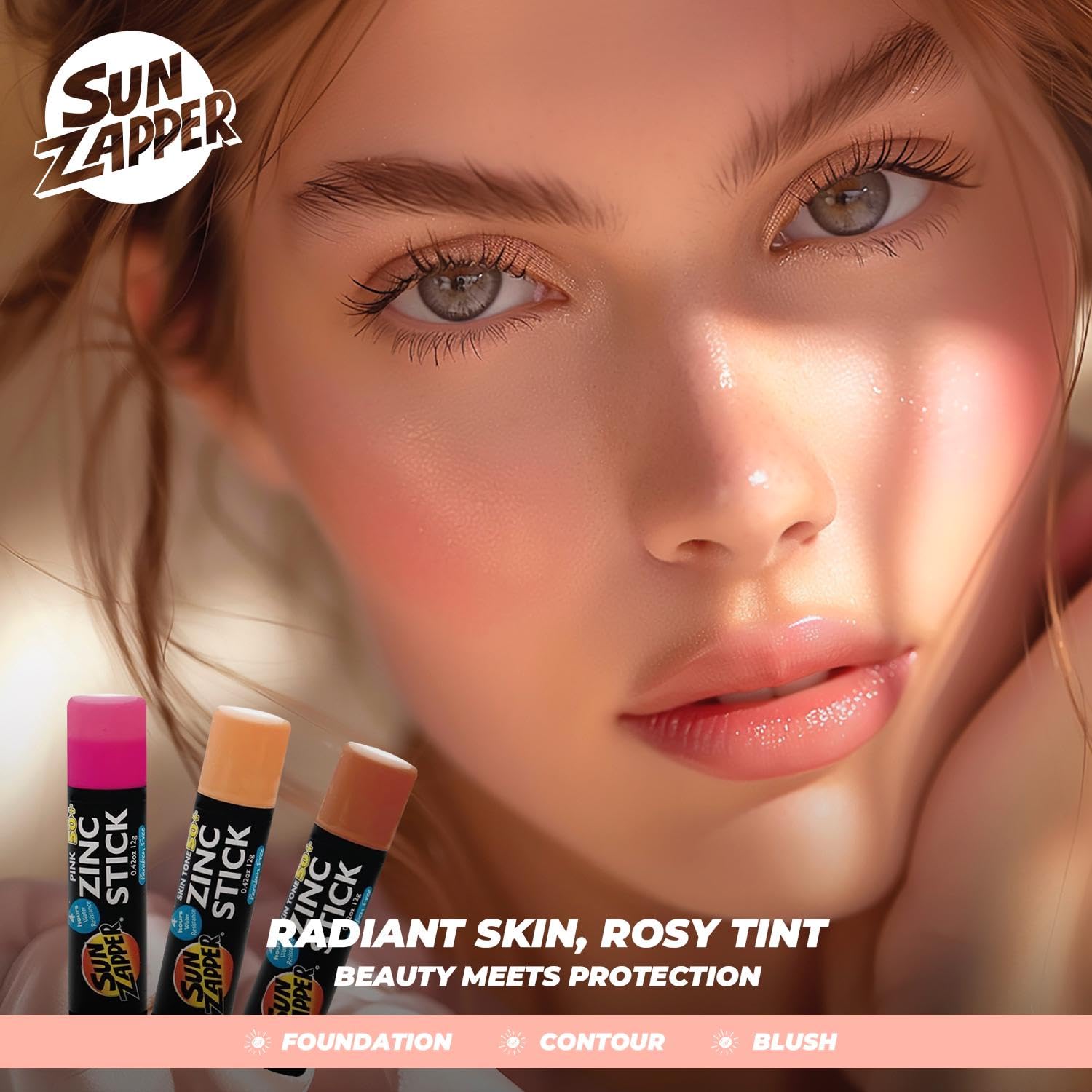 Sun Zapper Stick teinte lèvres, couleur subtile pour lèvres et joues.