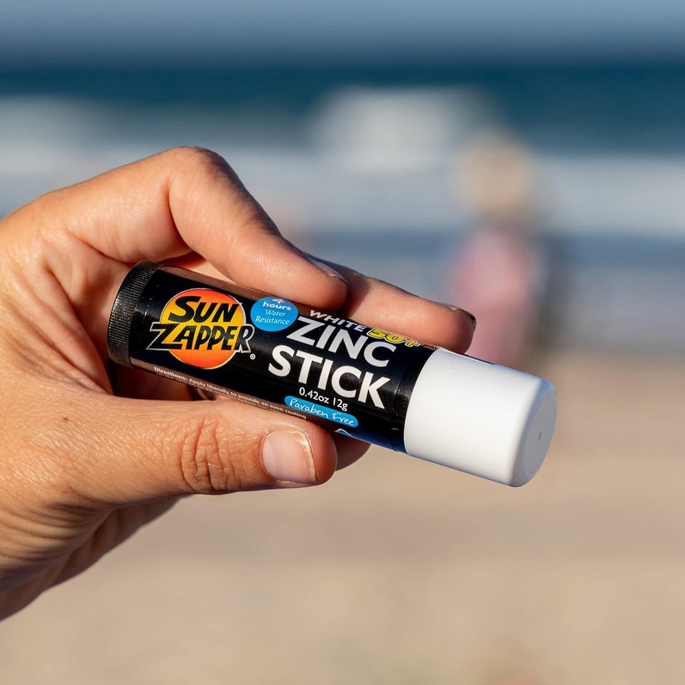 Sun Zapper sunscreen stick on-body for quick outdoor protection