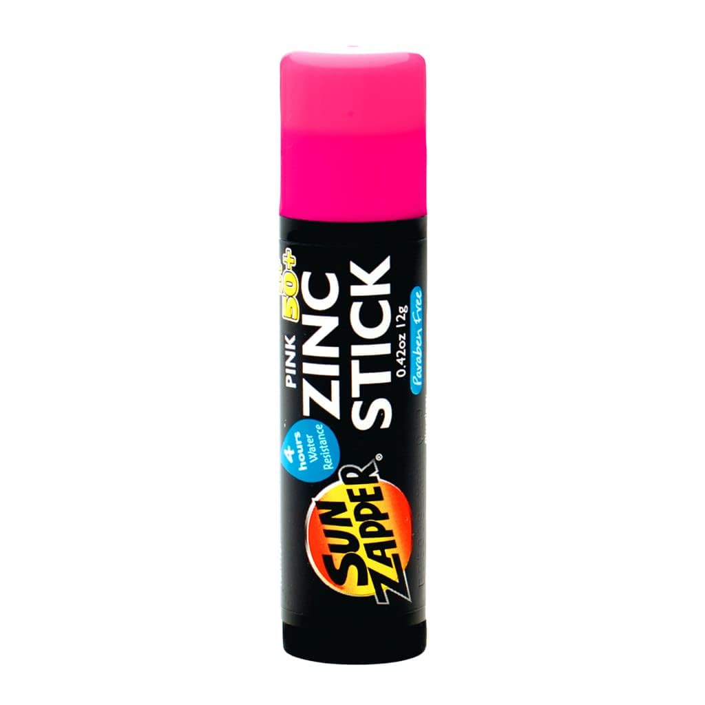 Sun Zapper zinc oxide mineral sunscreen stick pink on skin for gentle protection