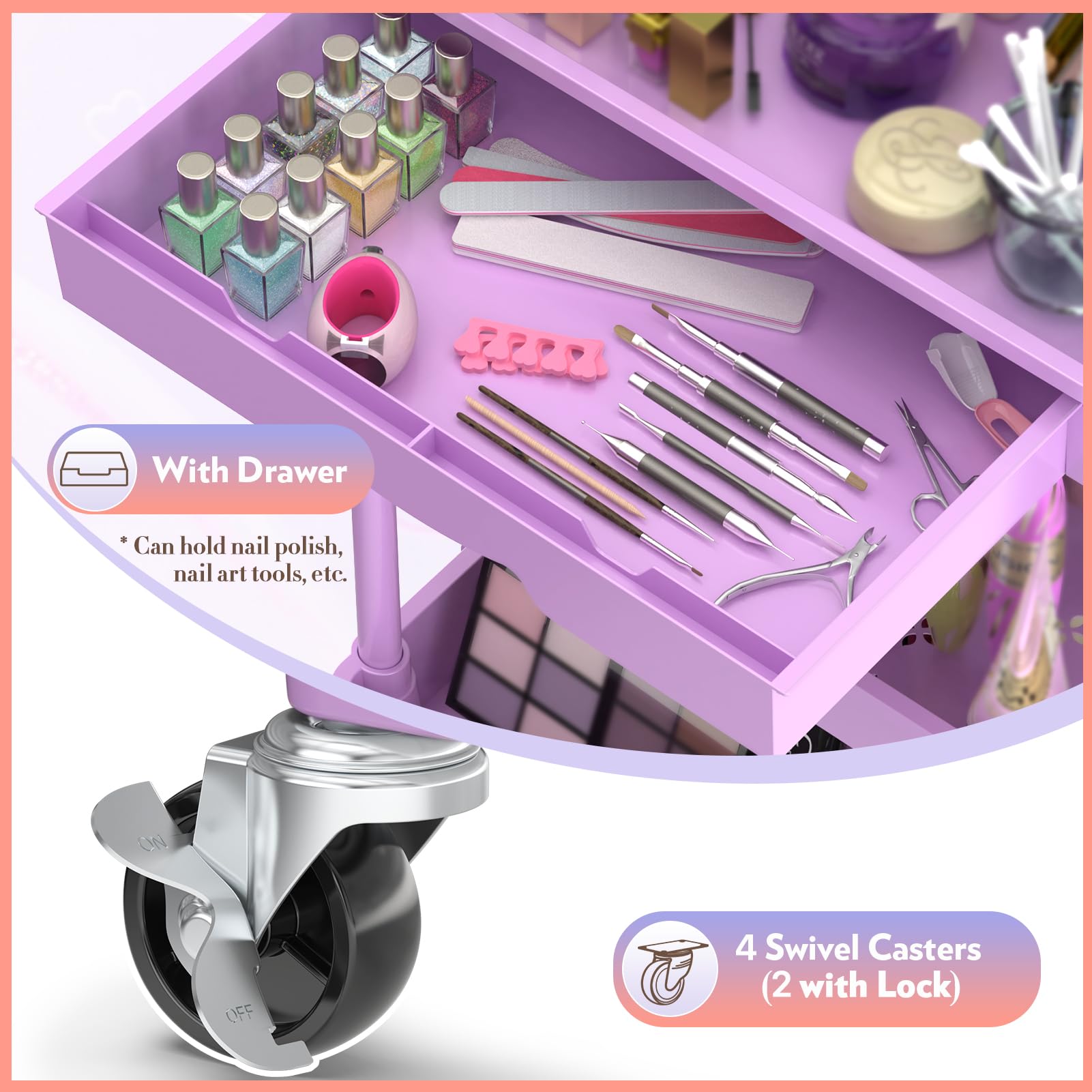SUNALLY organisateur-soins-visage-roulant, accès rapide à vos essentiels beauté.