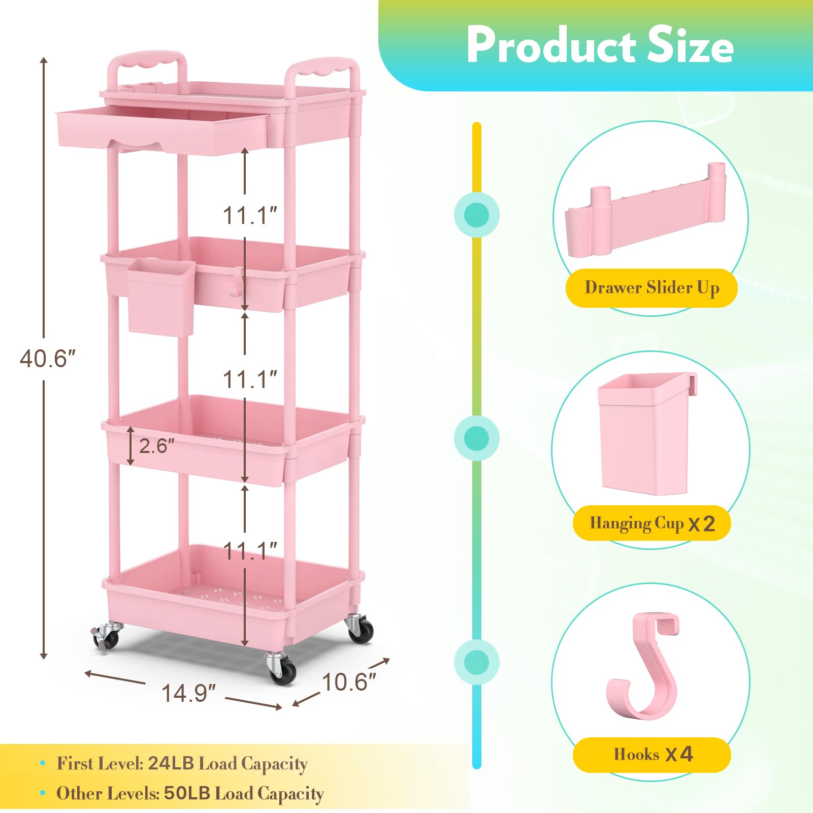 SUNALLY rangement beauté étagères rose – stockage clair pour cosmétiques et soins.