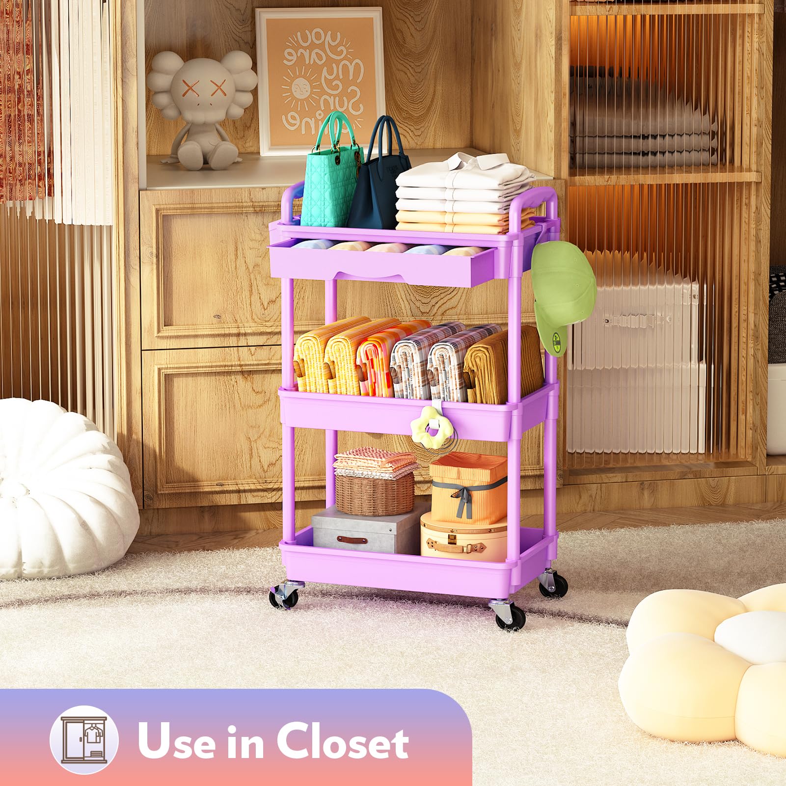 SUNALLY support-pinceaux-accessoires-roulant, organisation sans effort pour outils beauté.
