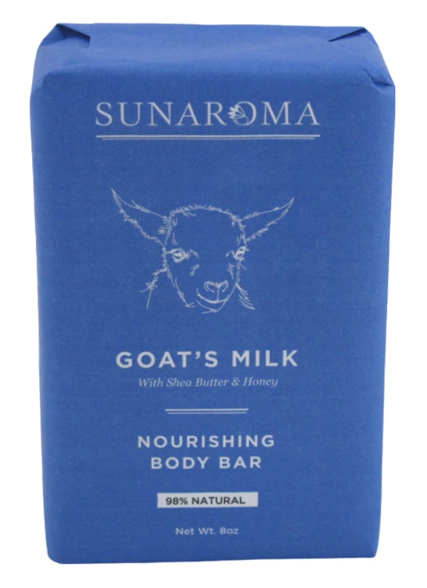 Sunaroma goats milk bar soap shea butter and manuka honey formula nourishes skin daily