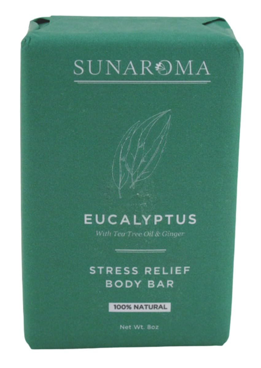 Savon Sunaroma Eucalyptus Tea Tree Ginger, pack de 6, parfum frais et revitalisant.