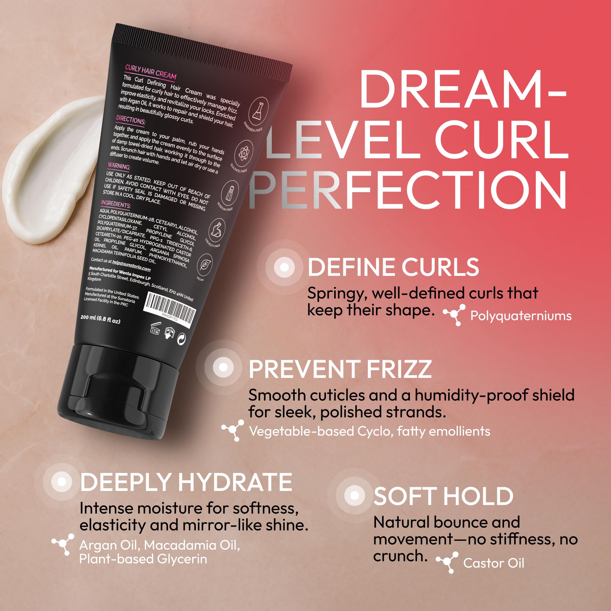 Sunatoria Crème Boucles en Action: texture légère qui dompte les frisottis même par temps humide.