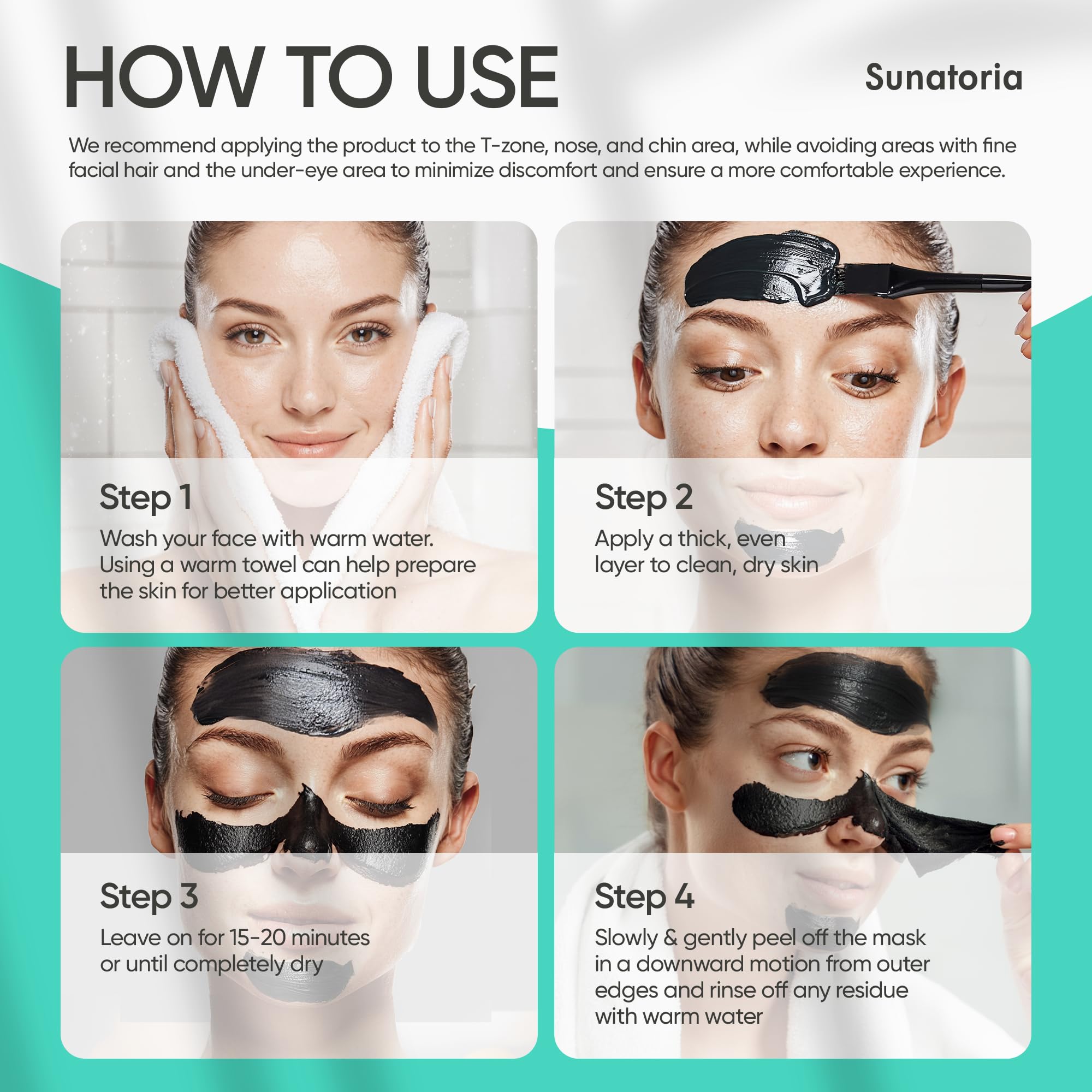 SUNATORIA masque charbon à retirer appliqué facilement et retiré sans effort.