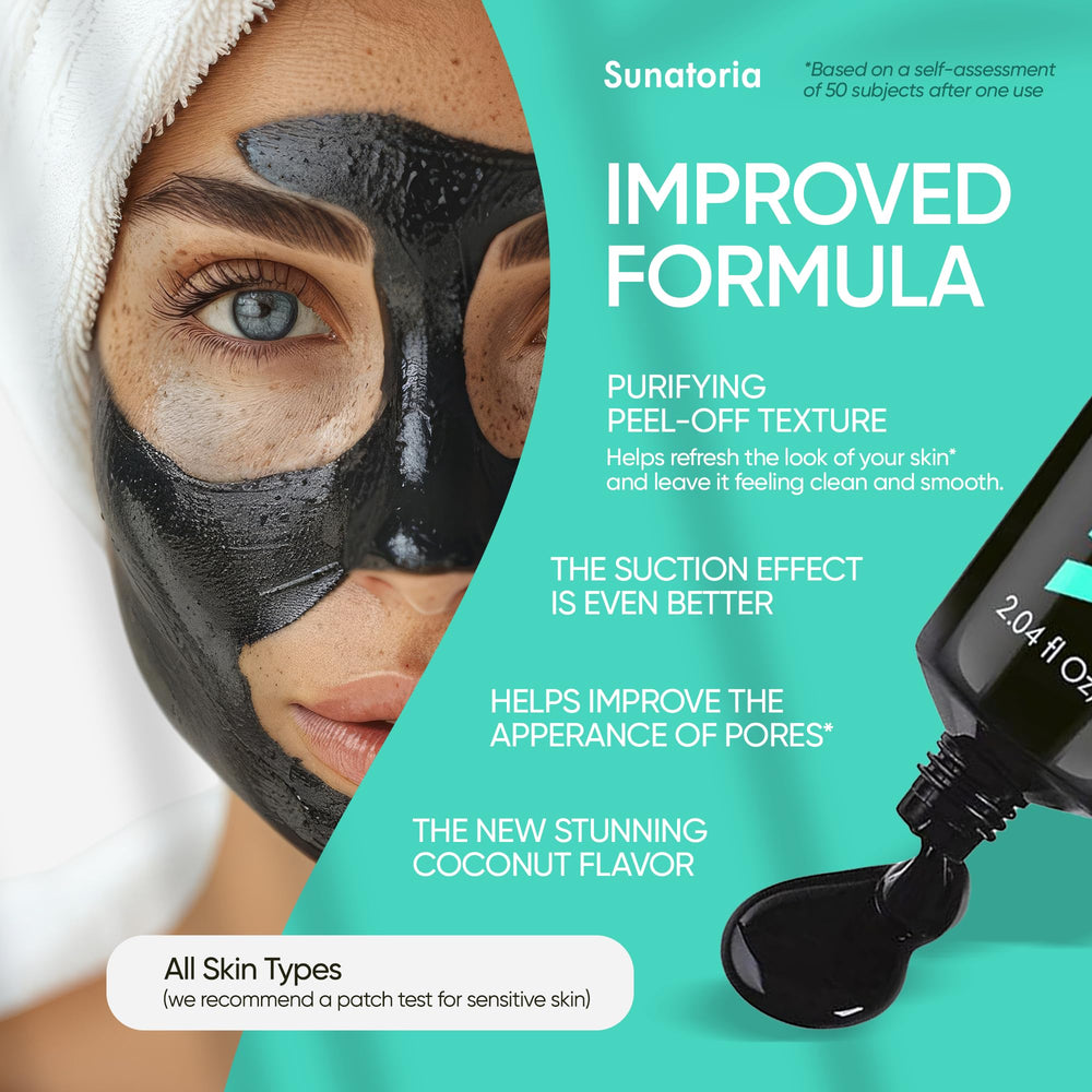 SUNATORIA masque charbon à retirer en action absorbe l'excès de sébum pour une zone T matte.