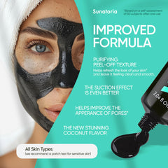 SUNATORIA masque charbon à retirer en action absorbe l'excès de sébum pour une zone T matte.