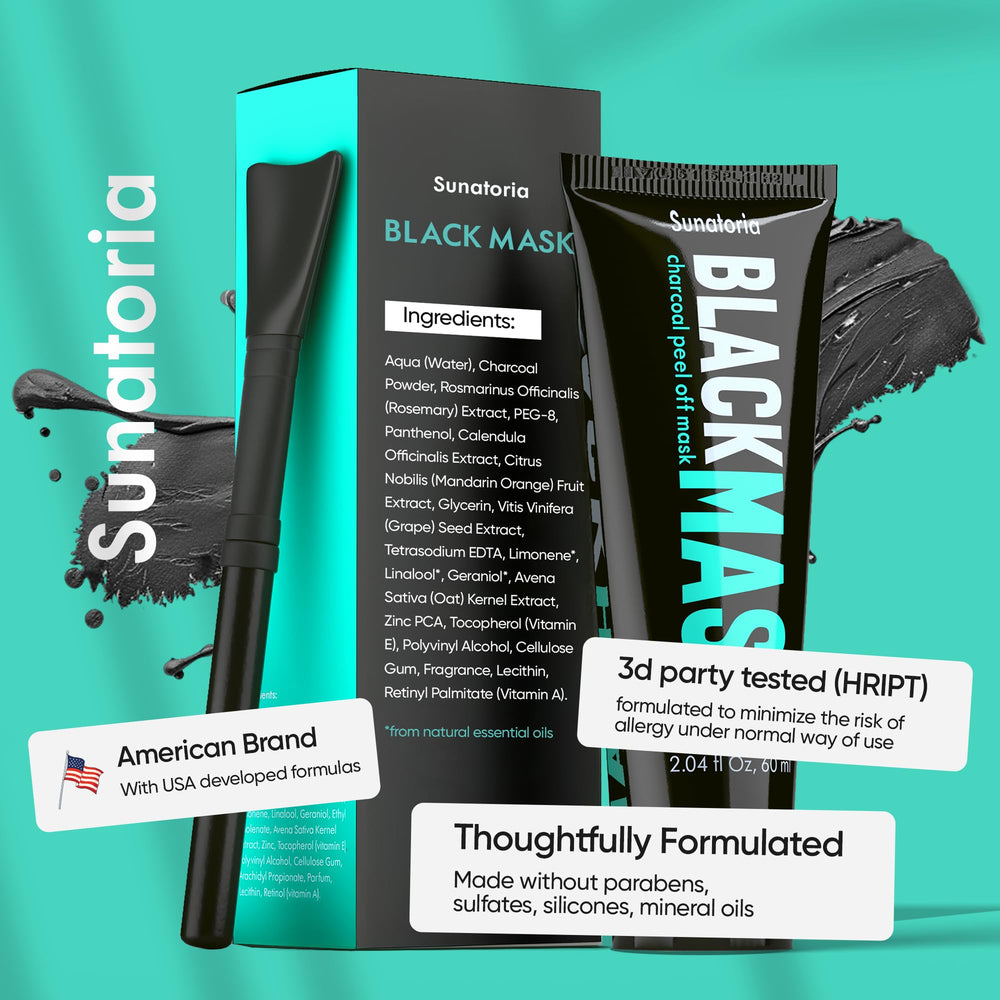 SUNATORIA masque charbon noir révèle une peau claire sans frottement agressif.