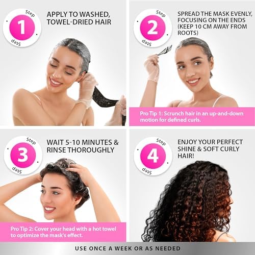 SUNATORIA Masque Boucles – Anti-frizz pour cheveux lisses et faciles à coiffer.