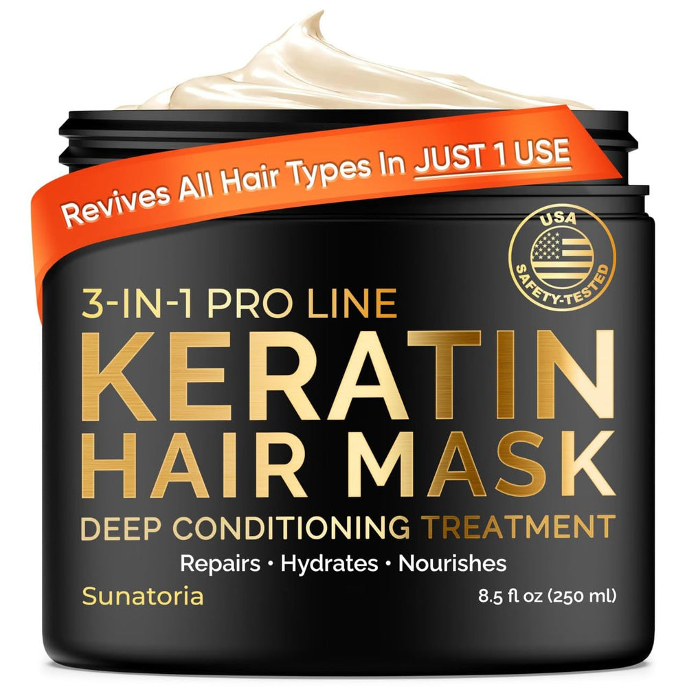 SUNATORIA Masque Kératine, bouteille versement, hydratation en profondeur.
