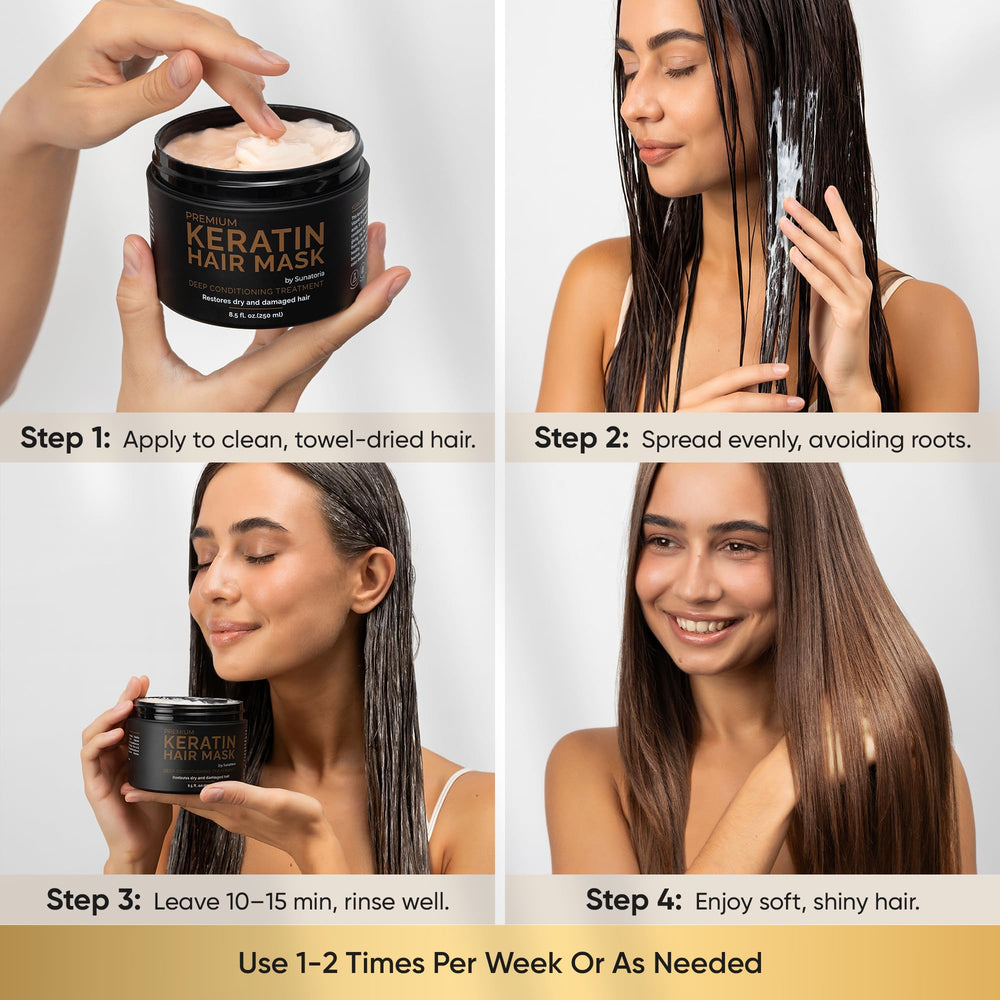 SUNATORIA Masque Kératine, utilisation rapide et efficace.