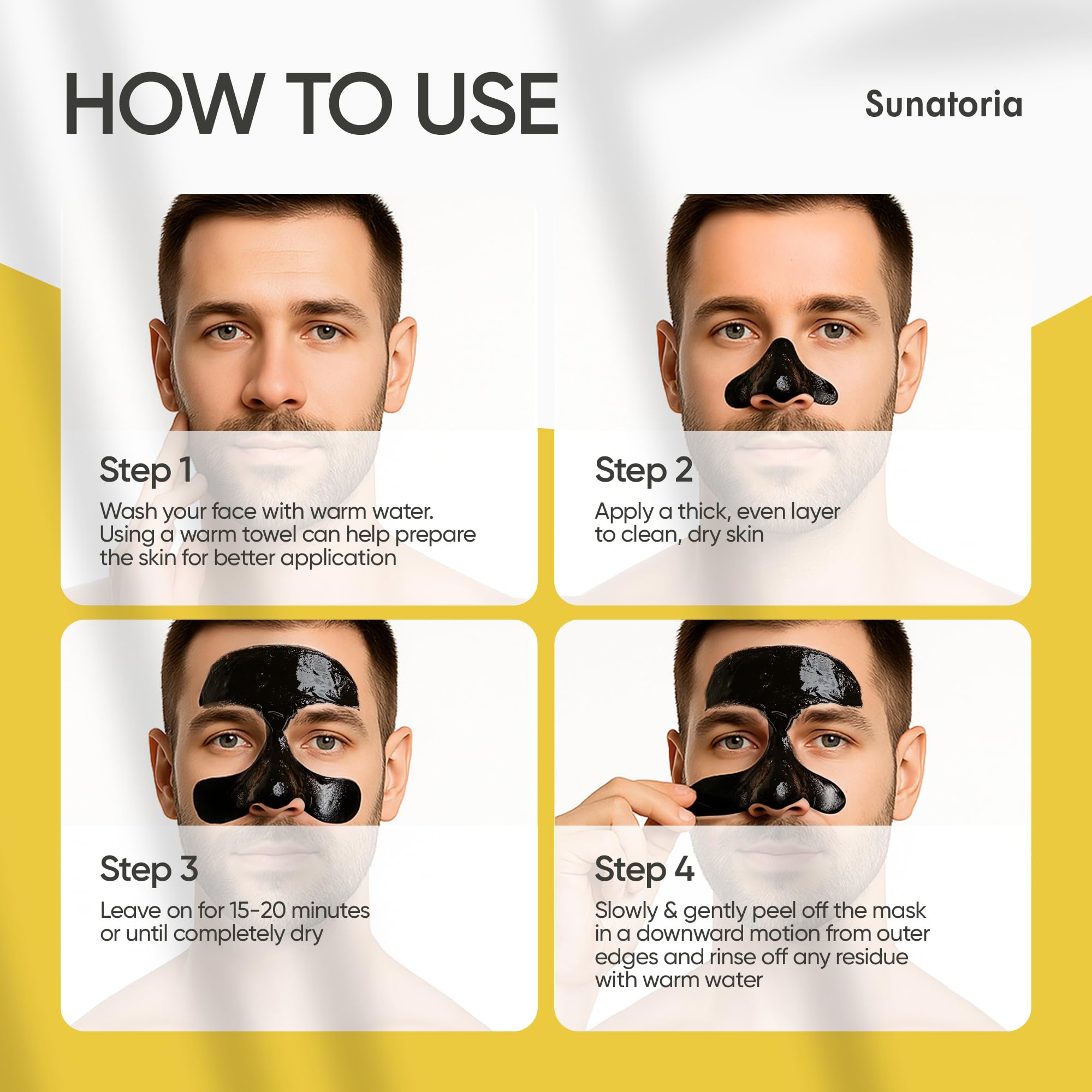 Sunatoria texture noire du masque : expérience sensorielle et résultat visuel sans agressivité