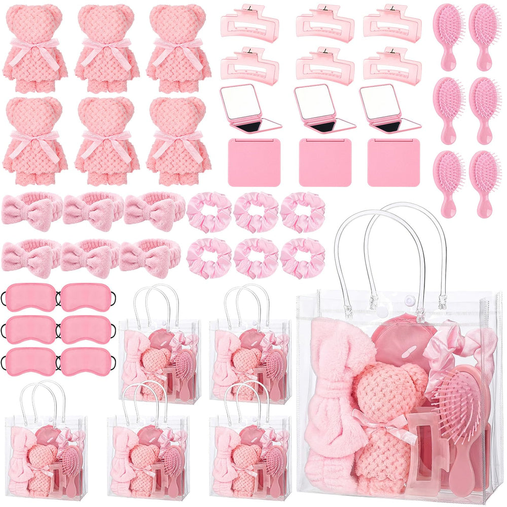 Suncalla bandeau-cheveux rose, idéal pour rester chic pendant une soirée spa.