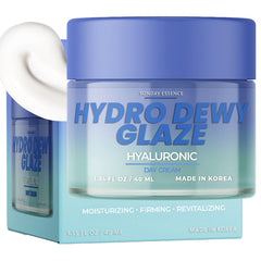 Sunday Essence Crème Jour Hyaluronique en flacon, hydratation durable pour peau sèche.