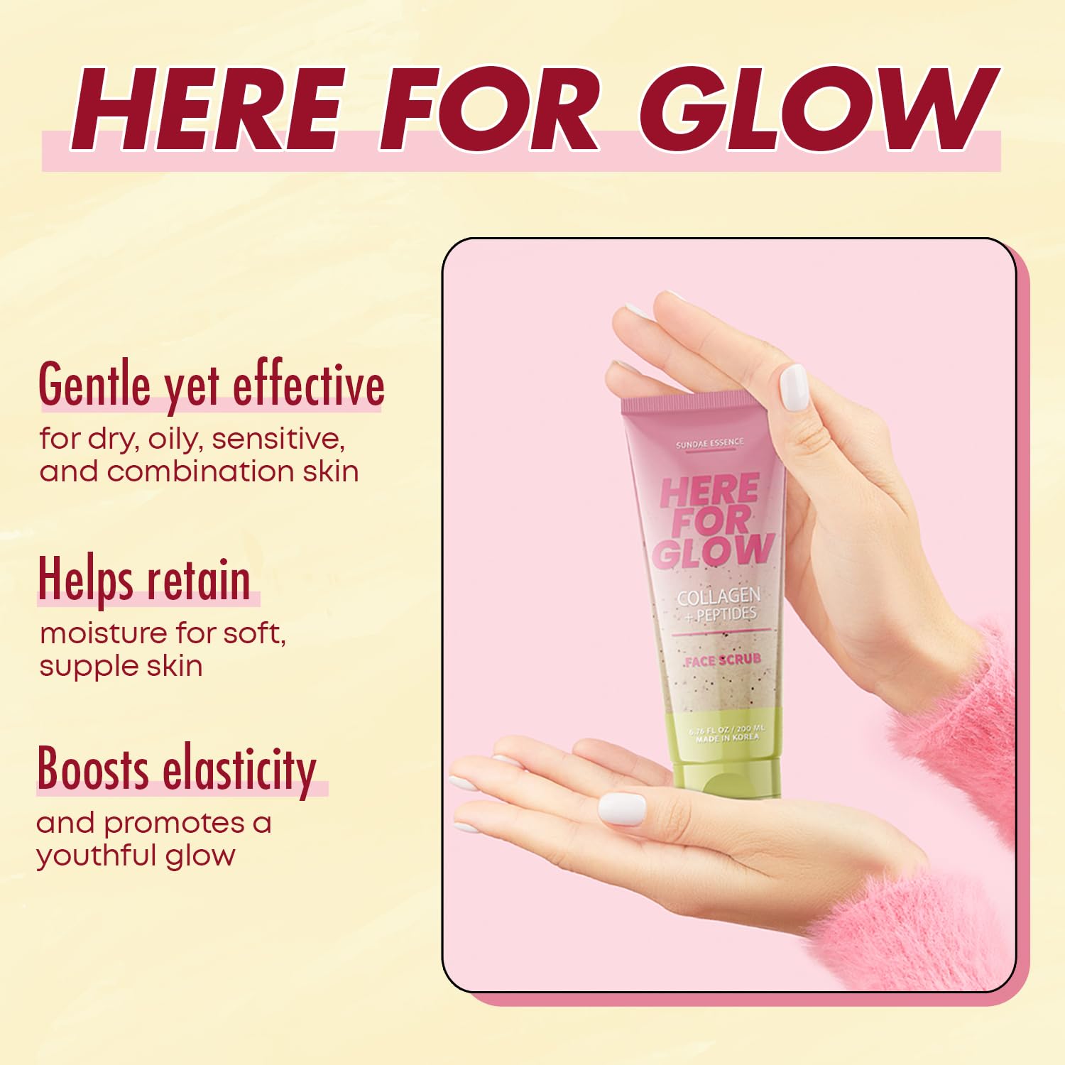Sunday Essence gommage visage massage circulaire: application facile pour hydrater et lisser.