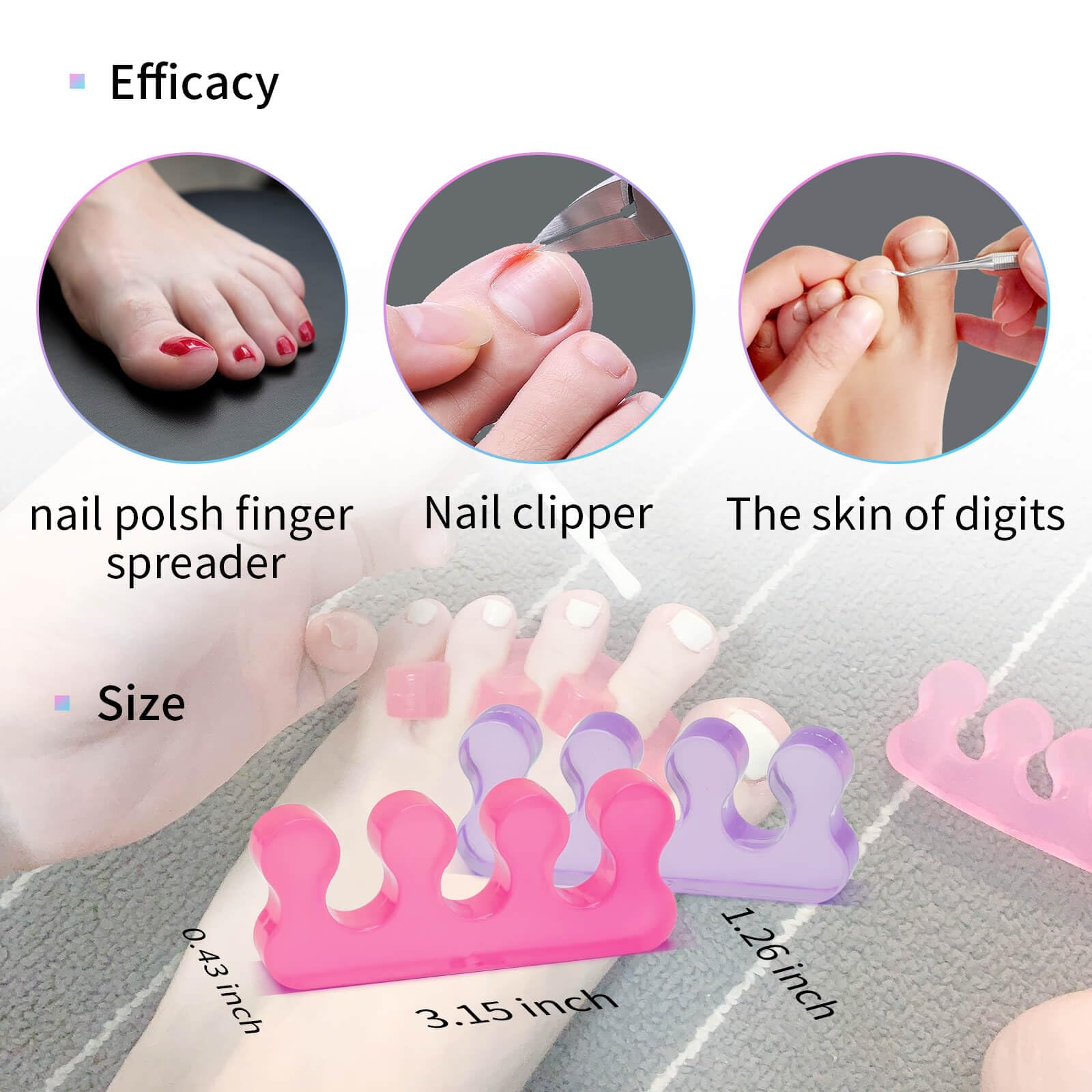 SunFATT séparateurs d'orteils, design ergonomique pour l'alignement des orteils.
