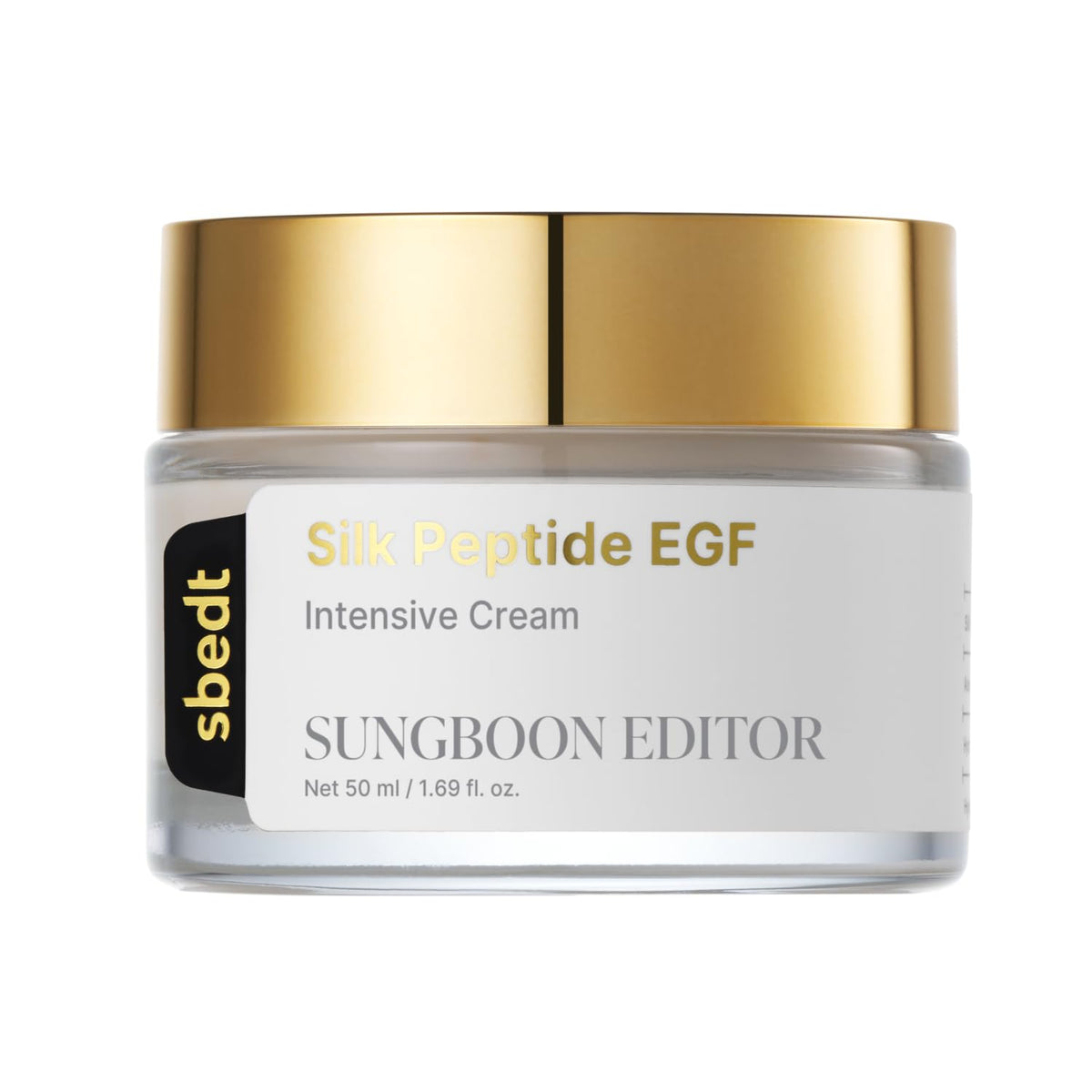 SUNGBOON EDITOR Crème Silk Peptide EGF, flacon, hydratation durable et peau plus ferme