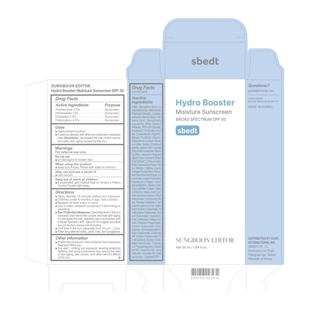SUNGBOON EDITOR Hydro Booster Écran Solaire format 50 ml pratique en voyage.