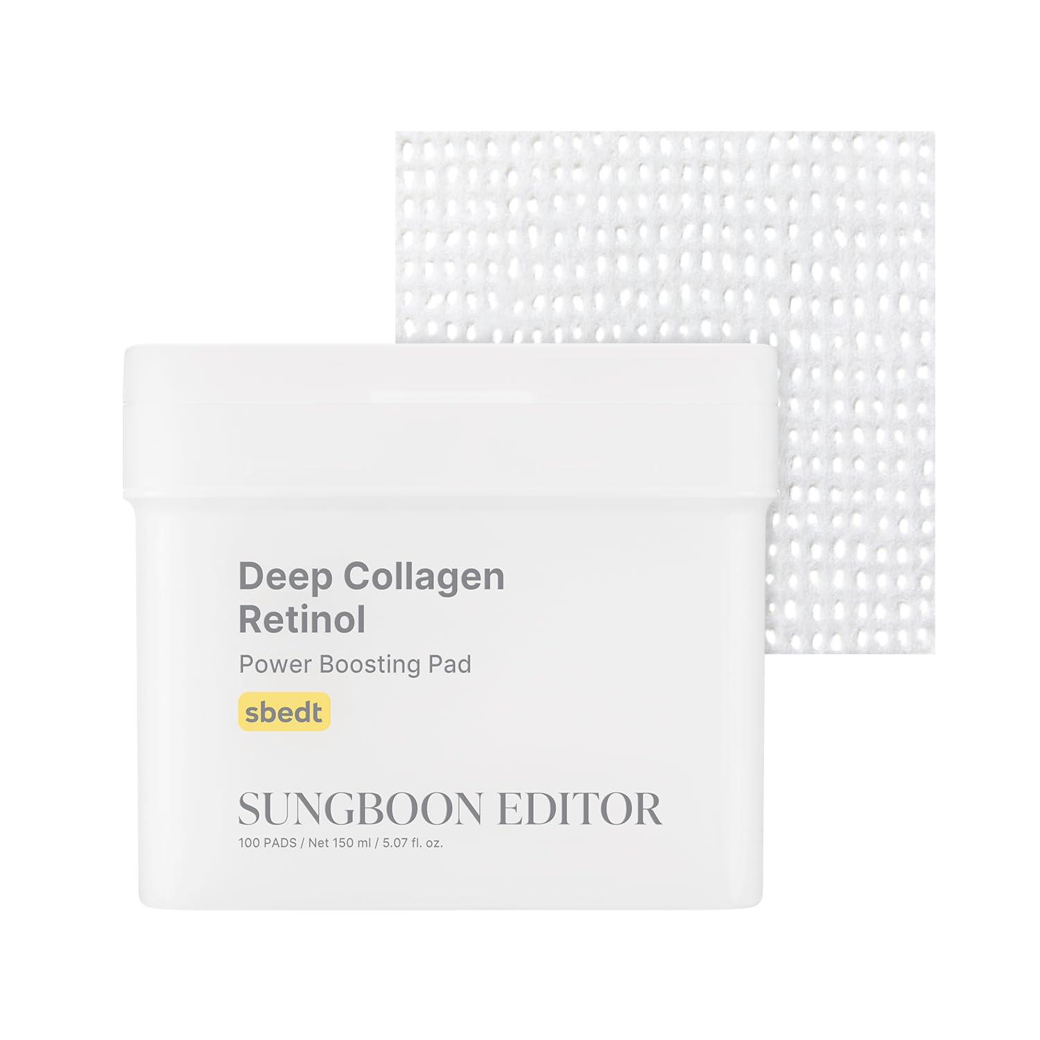 SUNGBOON EDITOR Tampons Collagen Retinol – vue emballage, hydratation nourrissante pour le visage