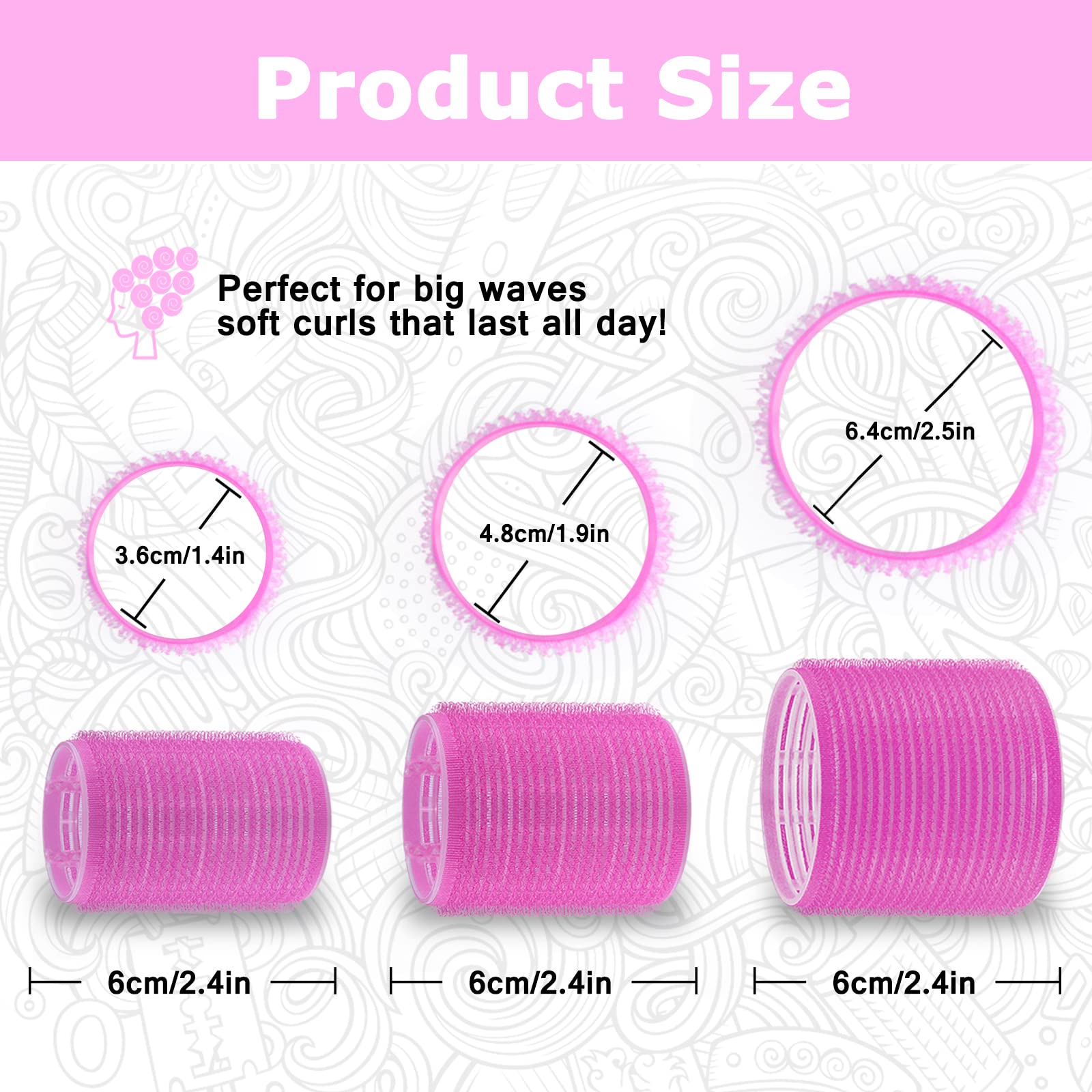Clips pour rouleaux auto-agrippants Sungenol, rose, maintien rapide des coiffures