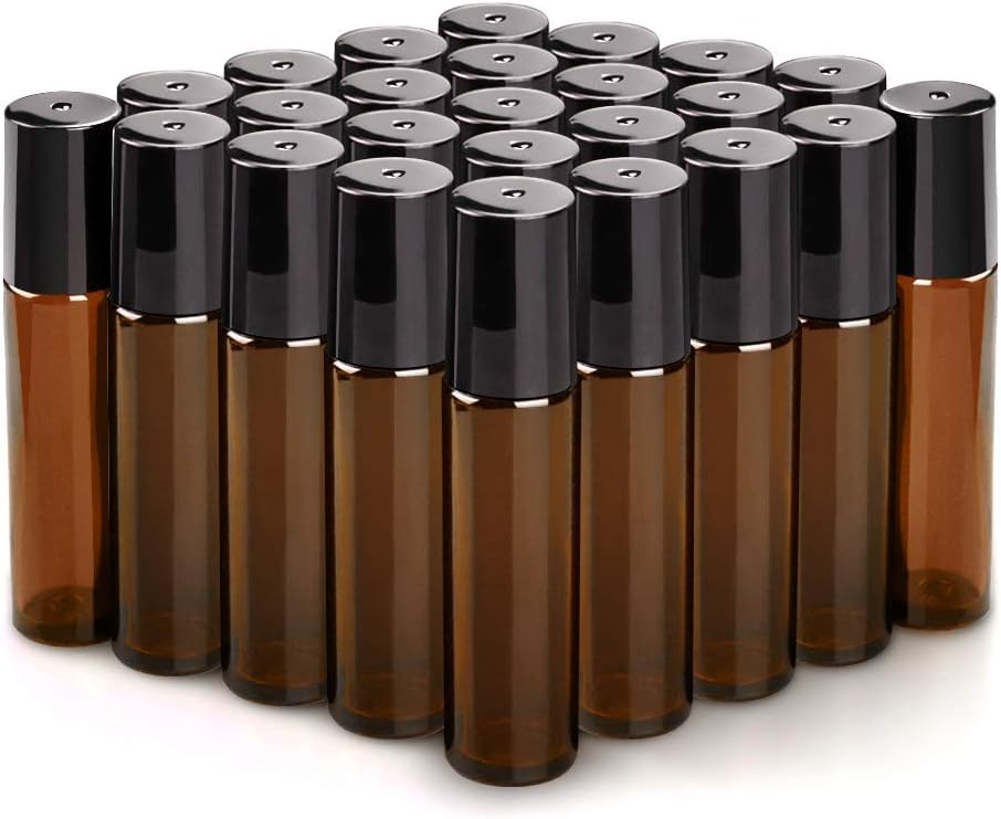 Bouteille Sungwoo roll-on ambree 10ml, vue d'ensemble, prête à l'emploi