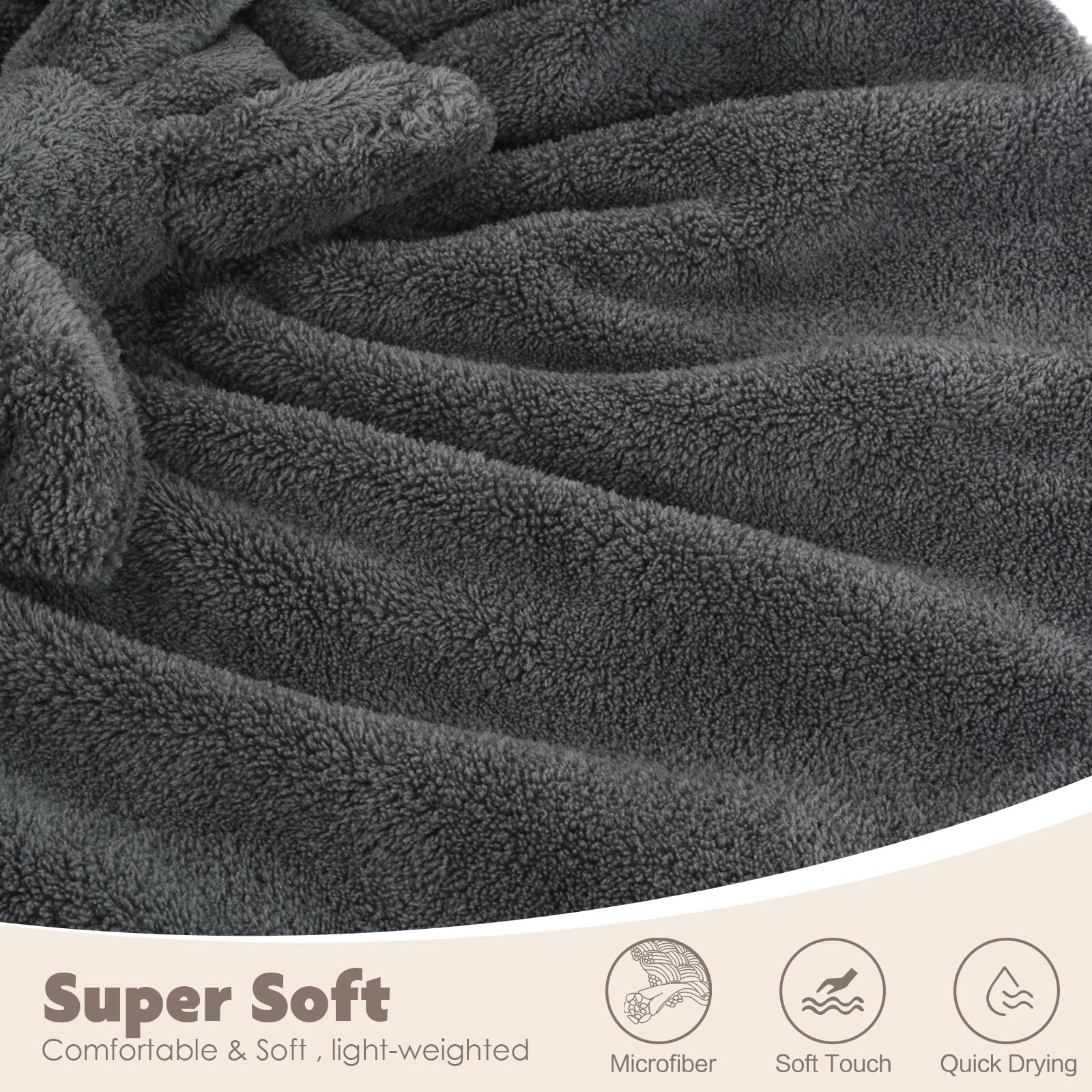 SUNLAND cap-douche fibre microfibre, aide au séchage sans frottement