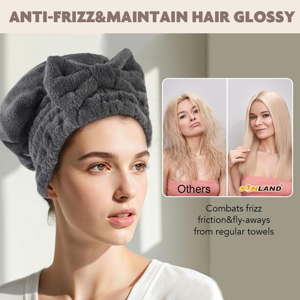 SUNLAND cap-sechage microfibre grand format, convient aux cheveux épais