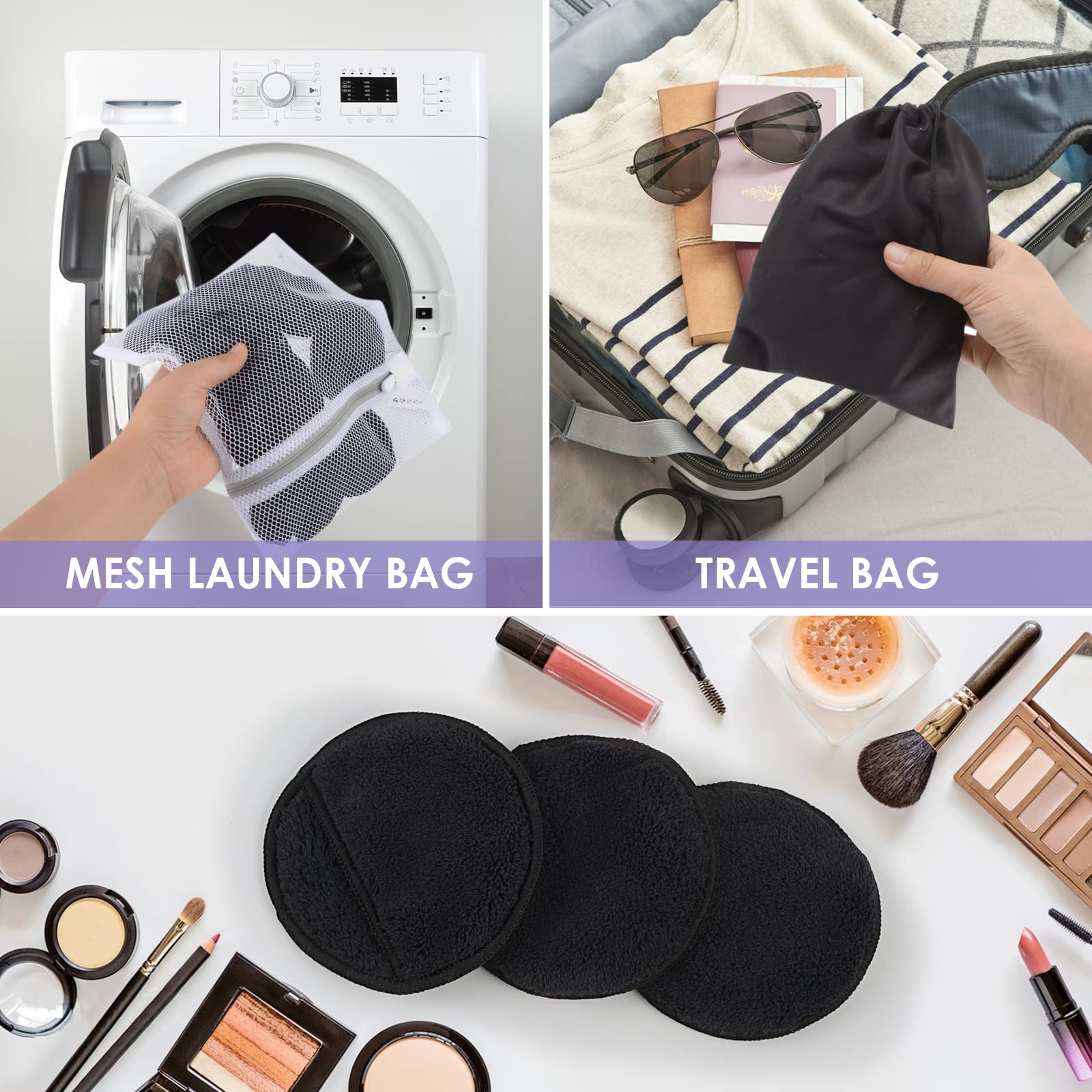 SUNLAND disques microfibre doux, adaptés à toutes les peaux et sans irritation.