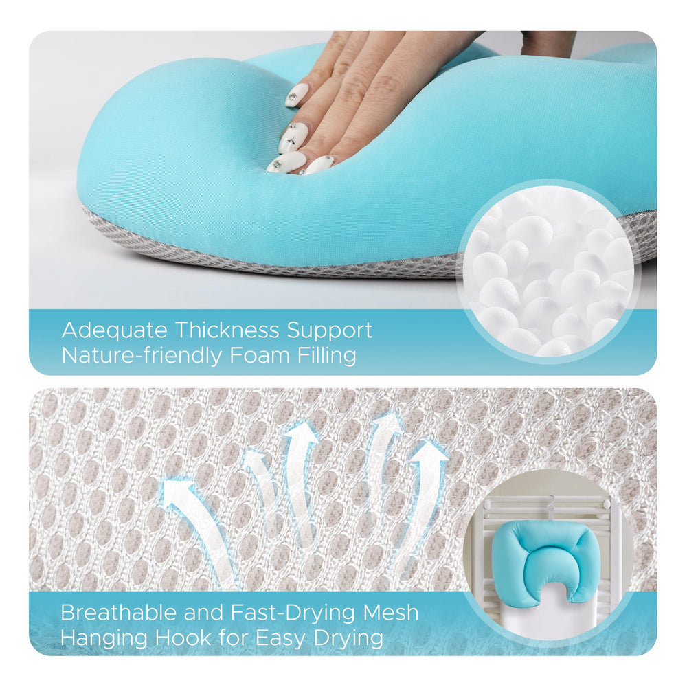 Sunlit coussin bain ultra-doux, crochet de séchage pratique pour rangement rapide.